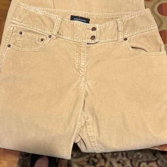 Moda International tan corduroy wide leg long pants. Size 10 33x34 - Picture 3 of 5